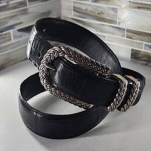 Vintage Black Leather Belt